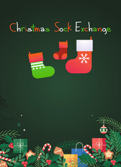 Merry Christmas happy stocking sock exchange party blank invitation template 