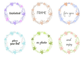 Set of isolated herbal frames 