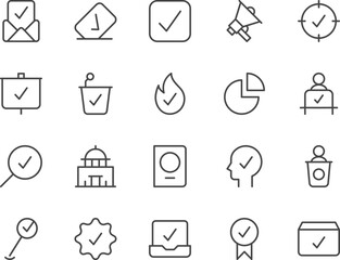 Election line icons set.