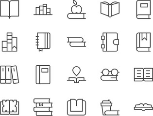 Book line icons set.