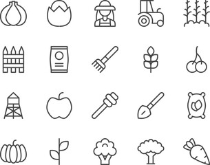 Farming line icons set.