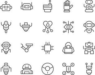 Robotics line icons set
