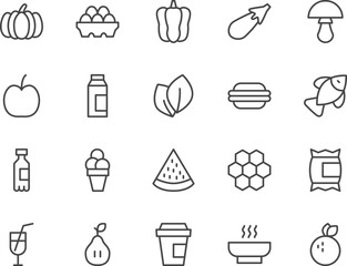 Nutrition line icons set.