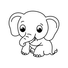 Obraz na płótnie Canvas Cute elephant cartoon characters vector illustration. For kids coloring book.