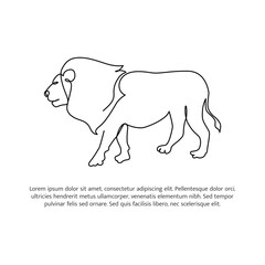 Lion line design. Wildlife decorative elements drawn with one continuous line. Vector illustration of minimalist style on white background.