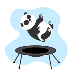 cute panda jumping on a trampoline vector illustration
