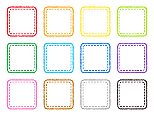 クレヨン素材 角丸四角のフレーム 12色セット