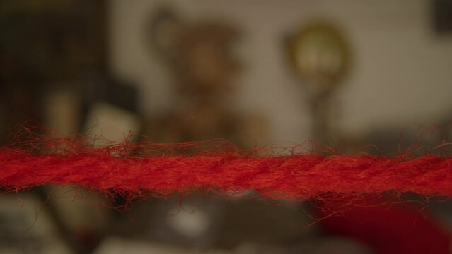 Conspiracy Board Red Thread Macro Close Up Tracking Following Thread