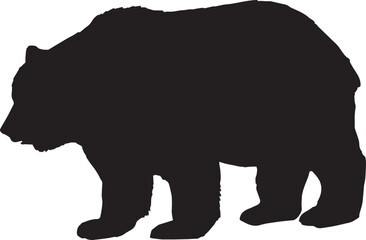 Bear silhouette. Shadow shape grizzly, side view profile.