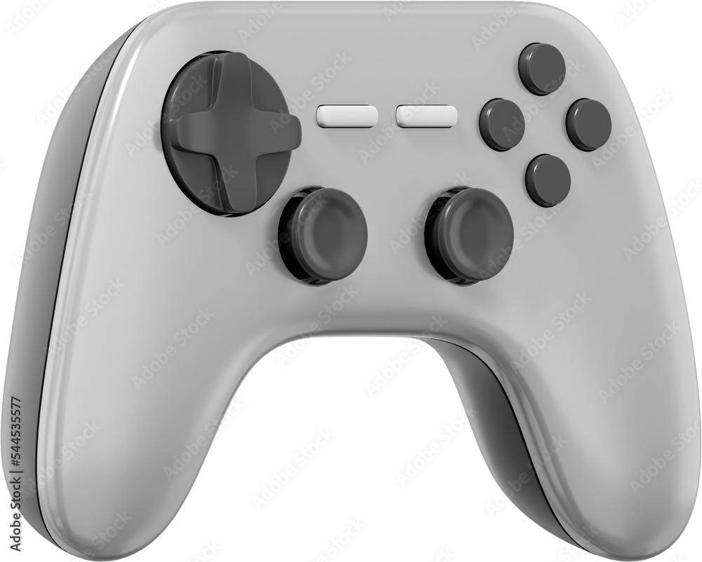 Poster realistic console game controller. gray png icon on transparent background. 3d rendering.