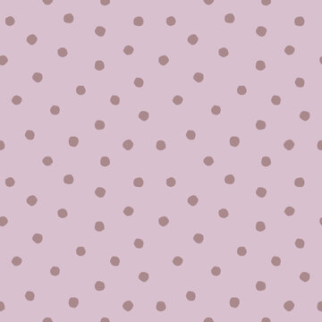 Purple rough polka dot on lilac background. Hand drawn seamless pattern. For wallpaper, textile, gift wrap, interior decoration, stationery and surface design