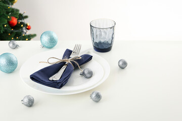 New Year's table setting, space for text