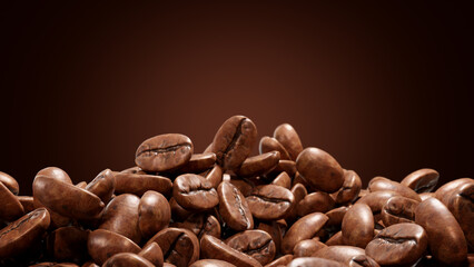 Beautyful Coffee beans spinning in the air 3D rendering © Kitti