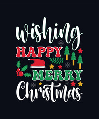 wishing happy merry Christmas Christmas typography t shirt design