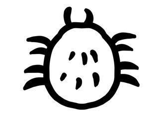 かわいいダニ／モノクロ手描きイラスト素材