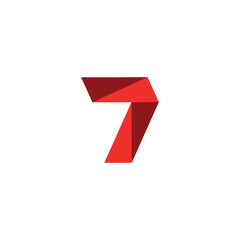 Number seven logo. red glossy style. Vector design template elements for your application or company.
