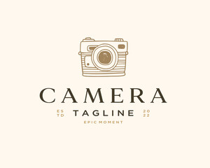 Photography Logo Template with Hand Drawn Camera