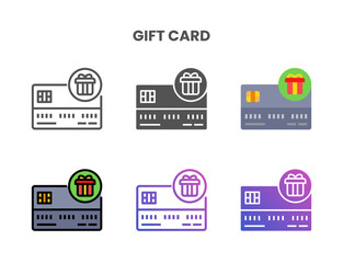 Credit Card Gift Card icon set style ouline, glyph, flat color and gradient. Vector Illustration for Graphic Design Element. Isolated on white background