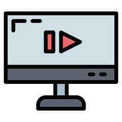 television filled outline icon style