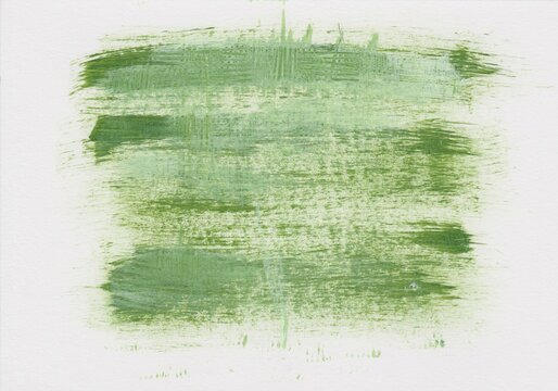Brushed and scratched acrylic painting in the color green with white