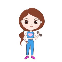 Illustration of a woman wearing exercise clothes lifting weights