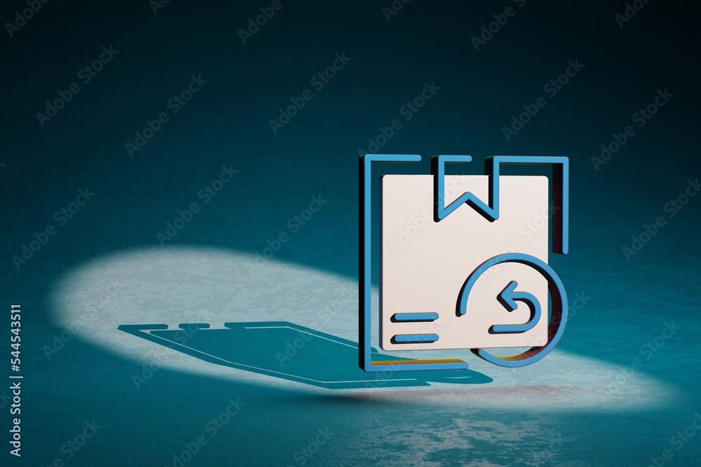 Poster Beautiful abstract illustrations Delivery Returns symbol icon on a dark blue background. 3d rendering illustration. Background pattern for design. Online Shopping..