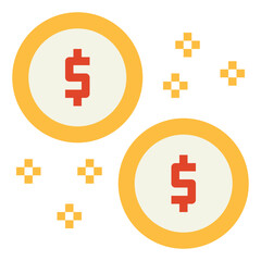 coins flat icon style