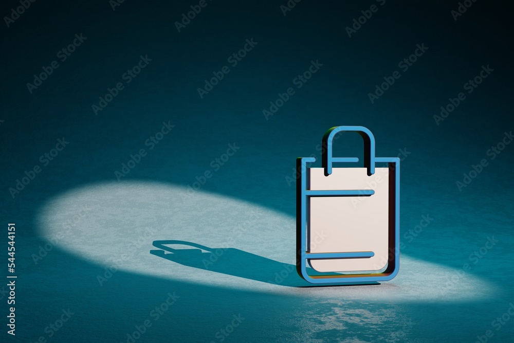 Poster beautiful abstract illustrations shopping bag symbol icon on a dark blue background. 3d rendering il