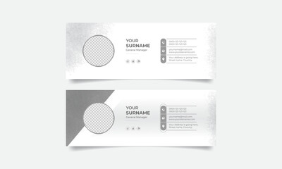 White email signature template banner design, email footer vector illustration