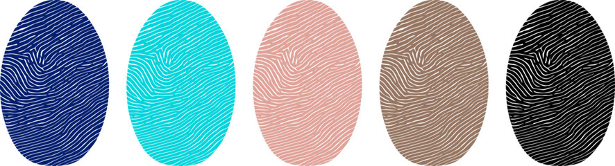 Fingerprint security thumbprint biometric id for identification scan. Finger print of thumb blue and black silhouette