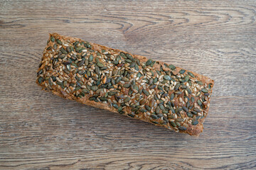 whole grain bread on a wooden table