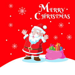 Merry christmas and happy new year. Cute cartoon character illustration for christmas and new year card design