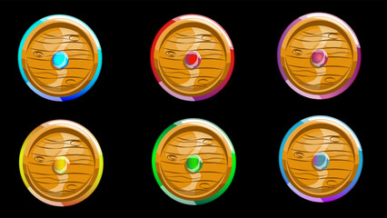 Set of magic shields isolated on background in vector format.
rpg fantasy game assets and equipment, Cartoon vector illustration