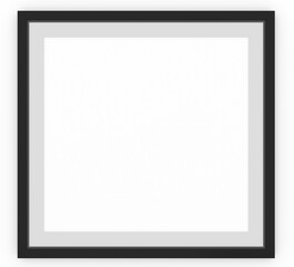 Realistic horizontal black picture frame isolated on white background. 3d rendering.