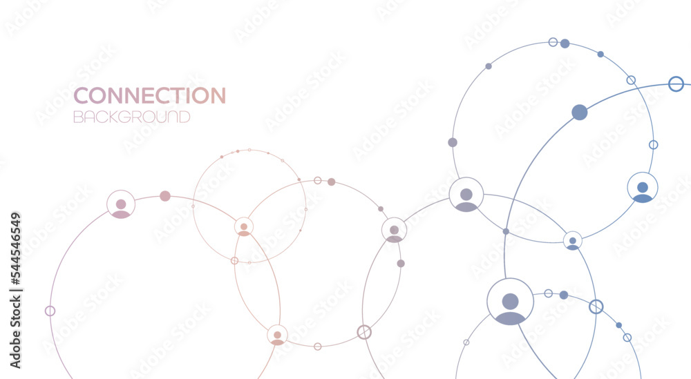 Wall mural network background. connections with points, lines, and people icons. vector illustration