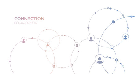 Network background. Connections with points, lines, and people icons. Vector illustration