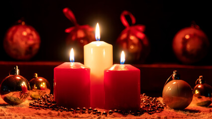 christmas candles and balls