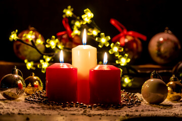 christmas candle and decorations