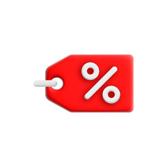 sale percent tag icon 3d red color,