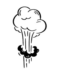 Illustration of explosion and smoke for comics. Retro design element. Vector doodle illustration