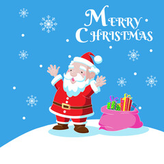 Merry christmas and happy new year. Cute cartoon character illustration for christmas and new year card design
