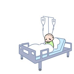 入院中の子供のイラスト