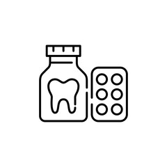 Dental drugs in pills and liquid form. Pixel perfect, editable stroke