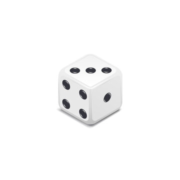 recommend clip art: Gambling game dice. Realistic white play casino dice cube with black dots isolated on white background. Object to play in casino, dice from one to six dots. 3d isometric vector illustration