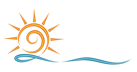 Sun and Blue Wave Symbol. 