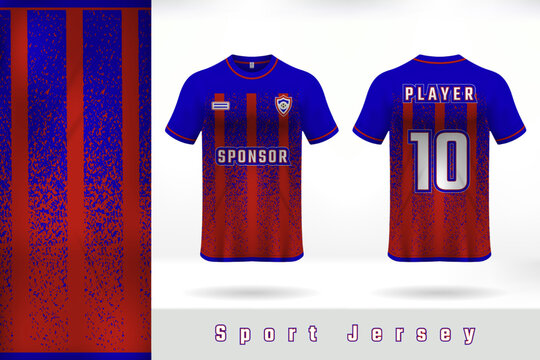 Red And Blue Color Football Jersey Uniform Template Design
