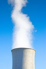 Detail of geothermal tower in Tuscany hills