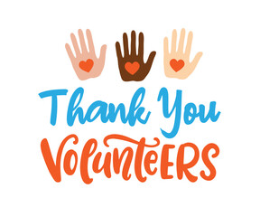 Thank You Volunteers Vector Lettering Banner