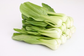 green bok choy vegetable isolated on white background 