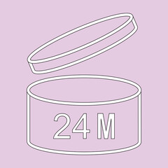 24m period after opening pao icon sign flat style design vector illustration isolated white background. 24 month day expiration period after opening.